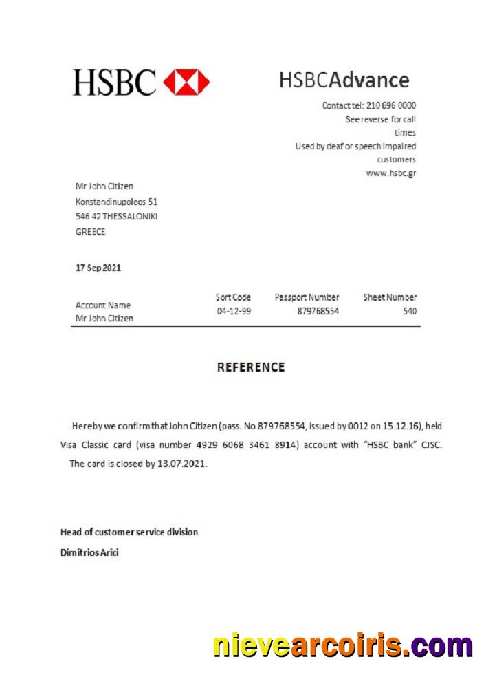 Greece HSBC closure reference